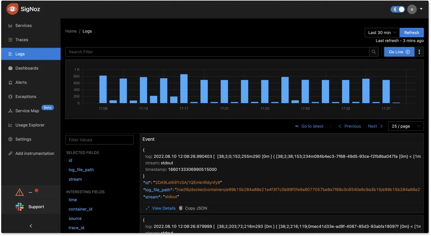 Log Management in SigNoz