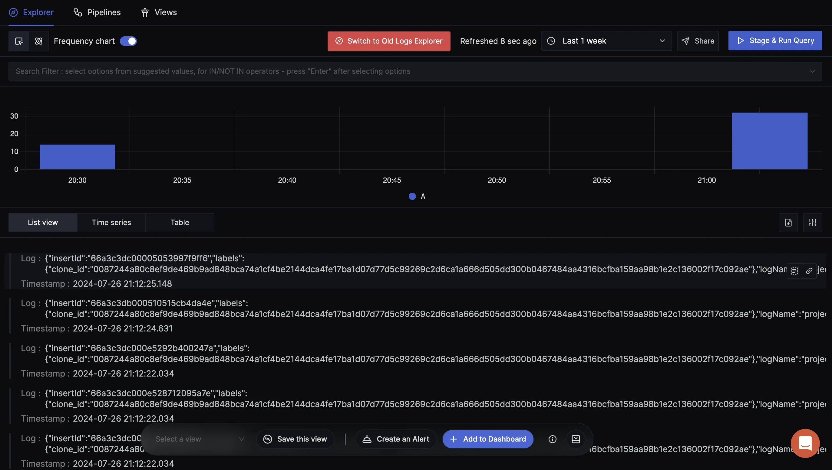 SigNoz Logs UI